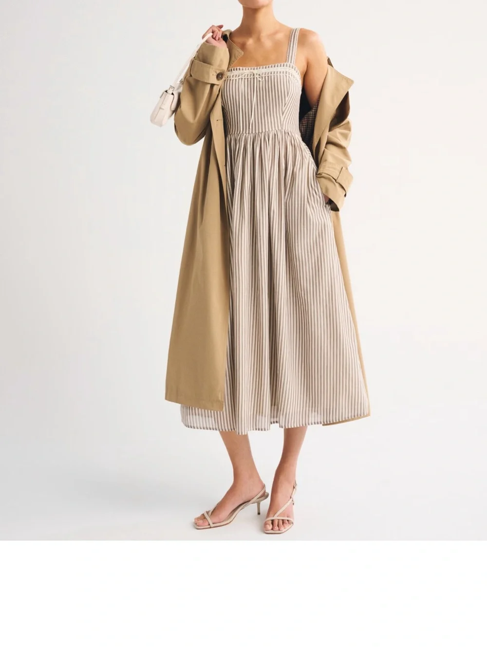 NWT Abercrombie Emerson midi dress size small brown stripes - Picture 3 of 3